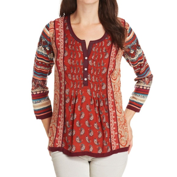 Lucky Brand Tops - Lucky Brand Annabeth Mixed Print Tunic L
